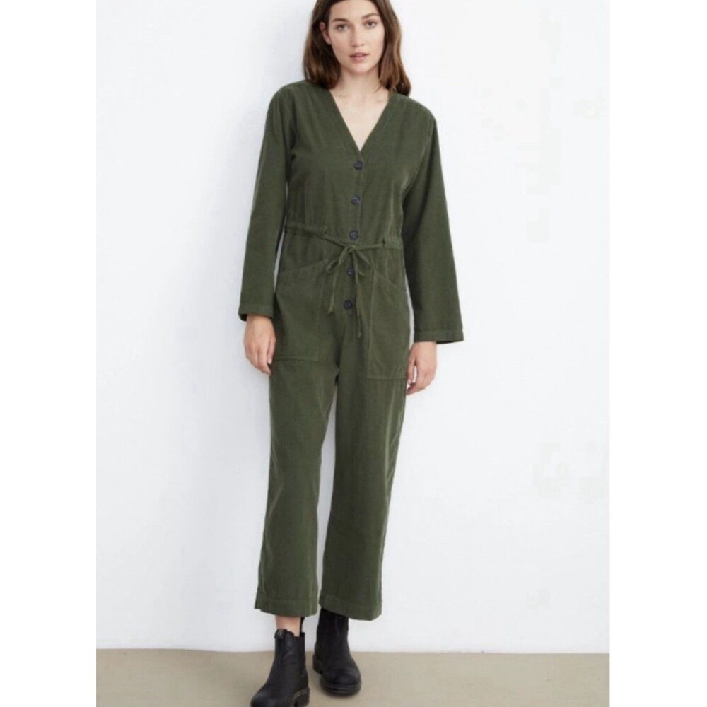 Velvet Graham & Spencer Ruthann Corduroy Utility Jumpsuit Olive Green Medium